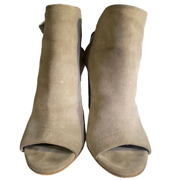 VINCE Women Heel Size 8 Gray Addison Peep Toe Block Suede Casual Party Office - Picture 3 of 12